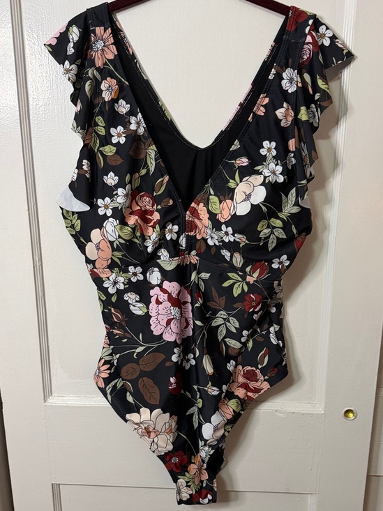 Other - Women's Black Floral Ruffle One-Piece Swimsuit